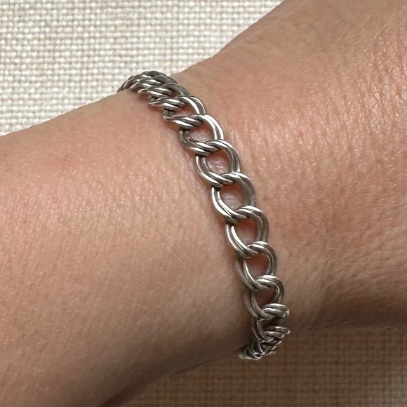 Sterling Silver Double Link Classic Zcharm Bracelet - .925 stamped, EUC - Picture 1 of 6